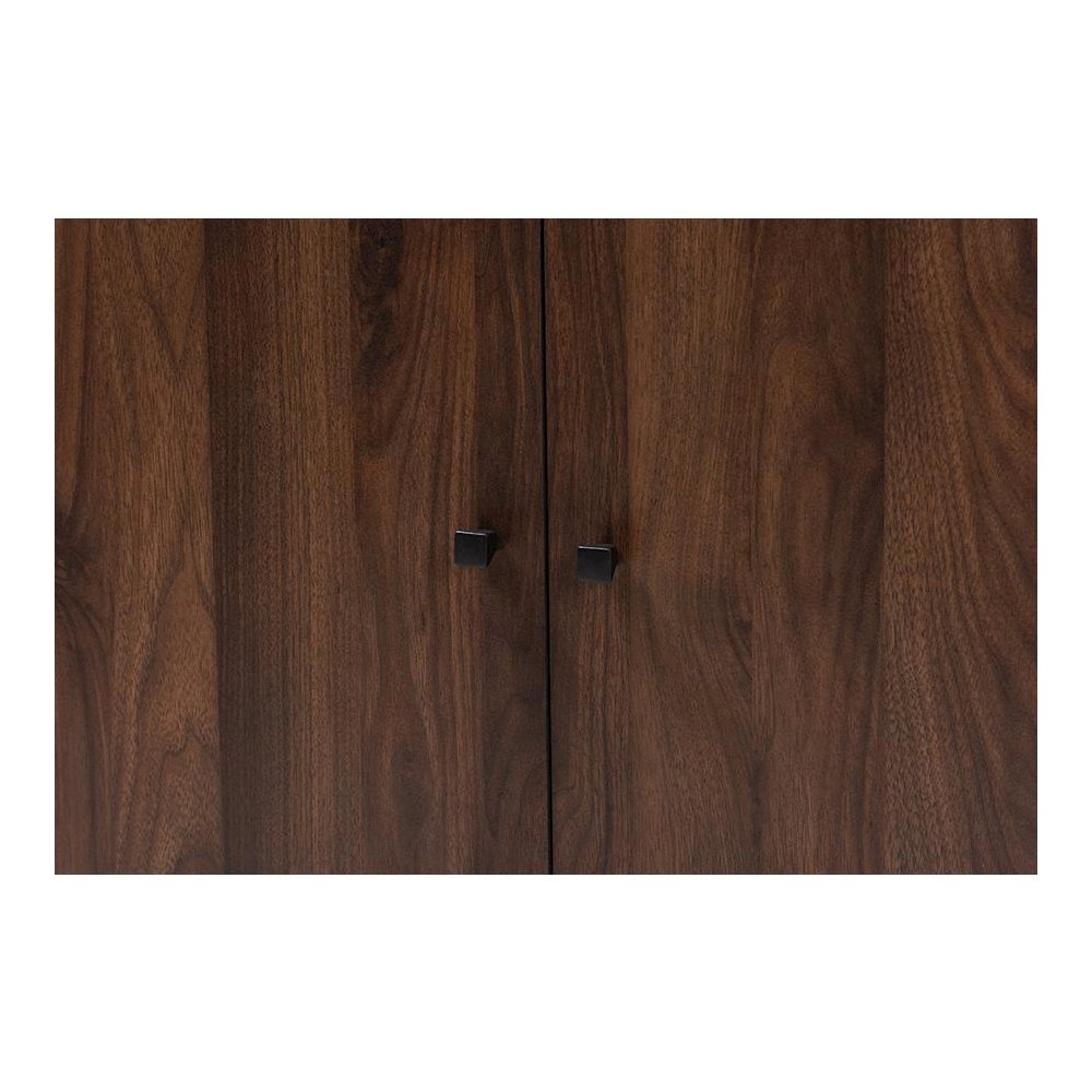 Walnut Brown Finished 2-Door Wood Entryway Shoe Storage Cabinet