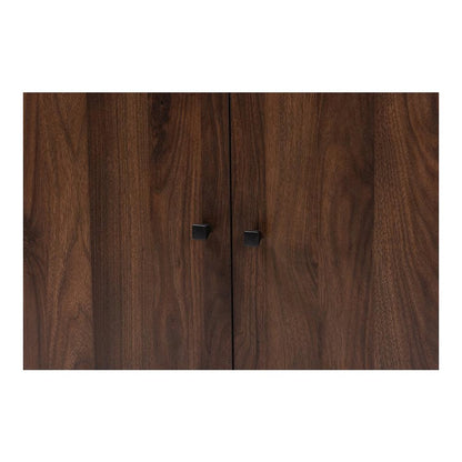 Walnut Brown Finished 2-Door Wood Entryway Shoe Storage Cabinet