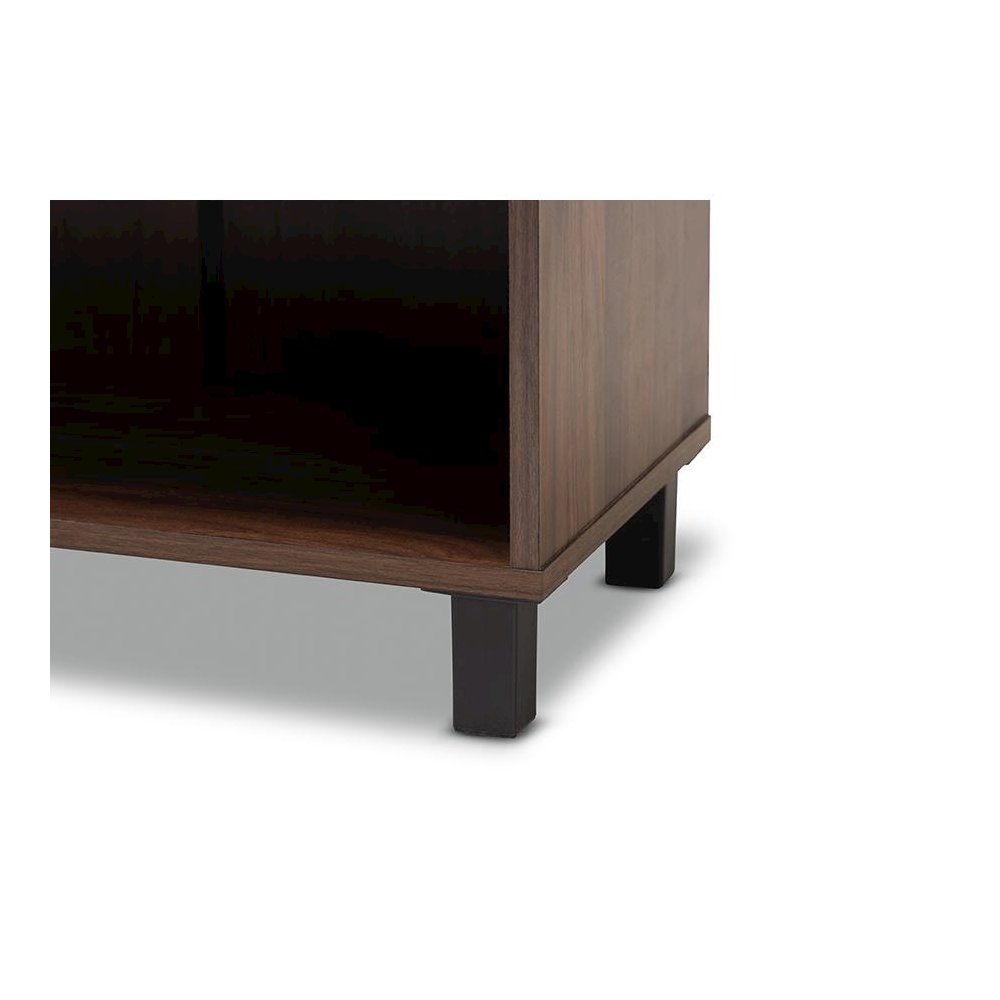 Walnut Brown Finished 2-Door Wood Entryway Shoe Storage Cabinet