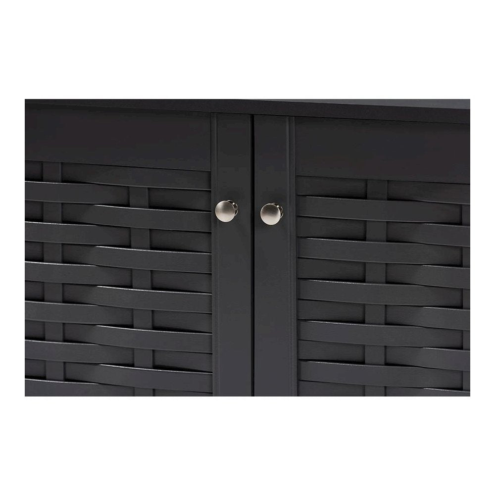 Dark Gray 2-Door Wooden Entryway Shoe Storage Cabinet