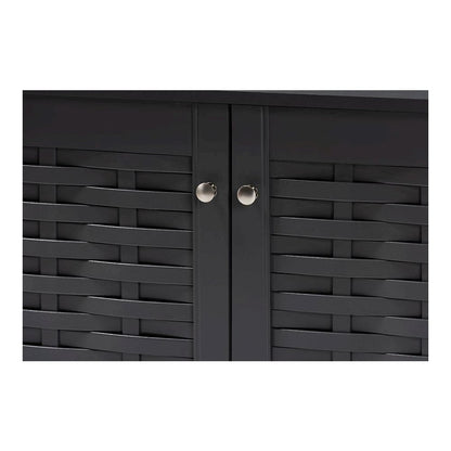 Dark Gray 2-Door Wooden Entryway Shoe Storage Cabinet