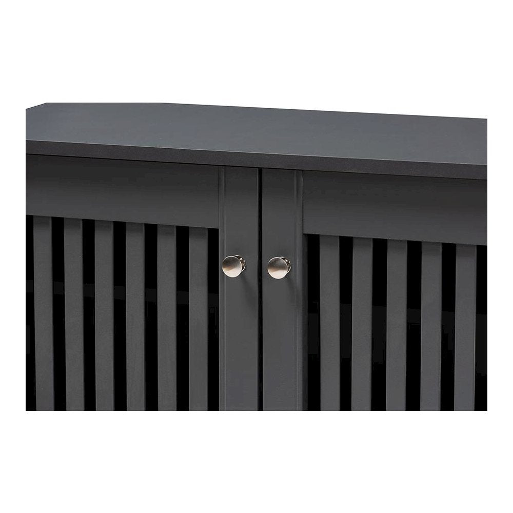 Dark Gray 3-Door Wooden Entryway Shoe Storage Wide Cabinet