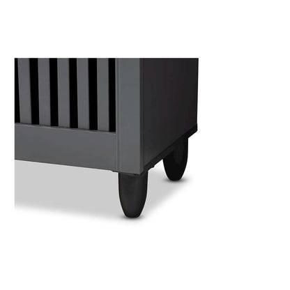 Dark Gray 3-Door Wooden Entryway Shoe Storage Wide Cabinet