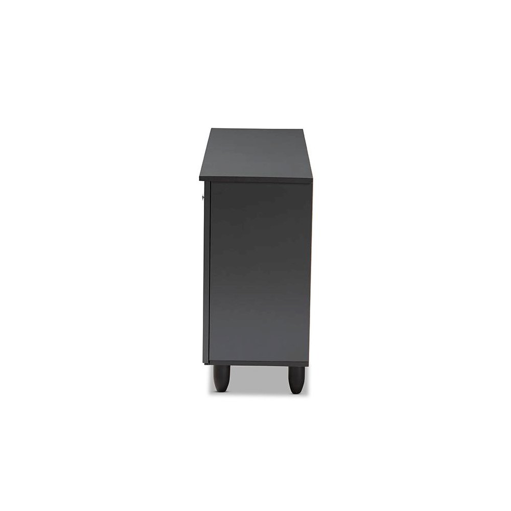 Dark Gray 3-Door Wooden Entryway Shoe Storage Cabinet