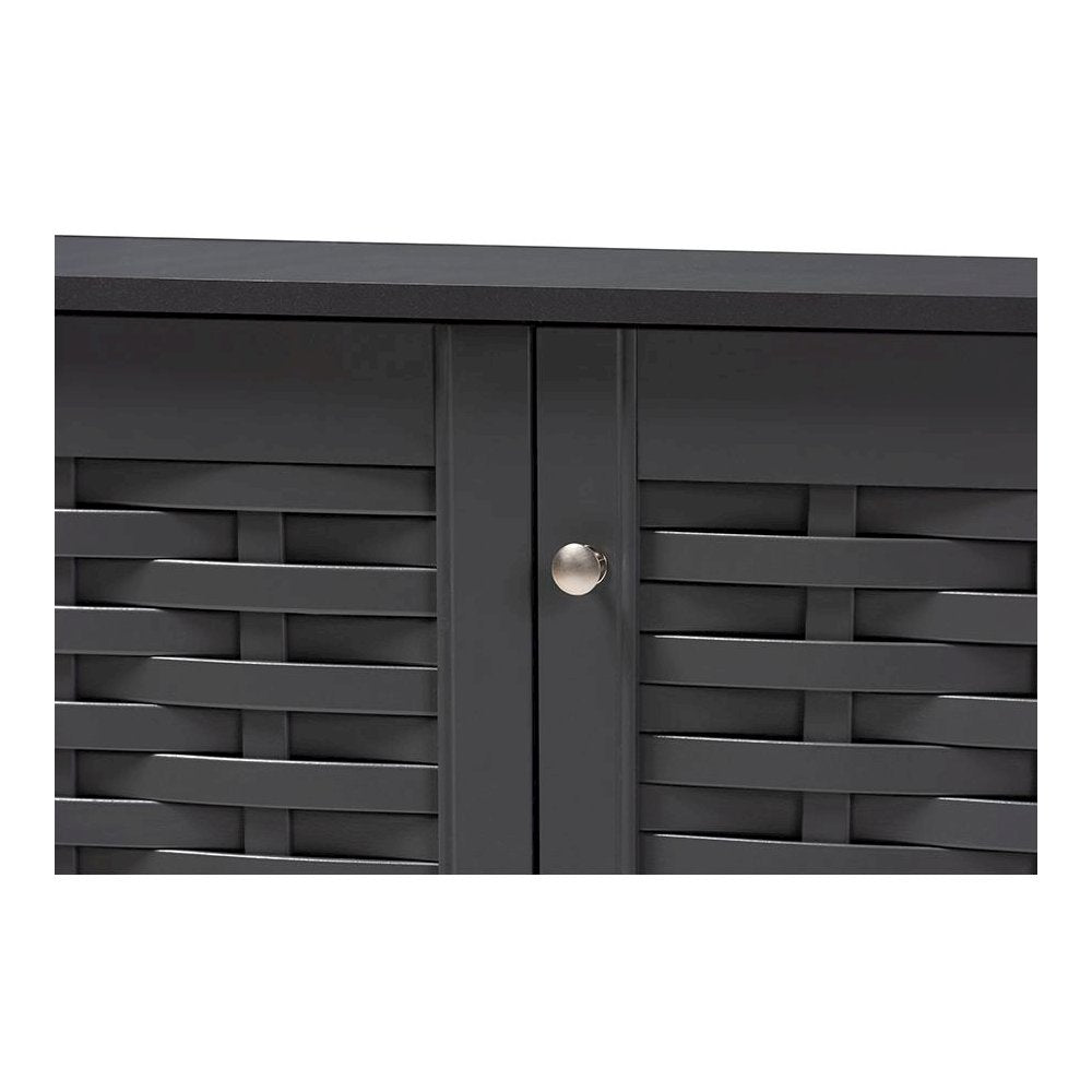 Dark Gray 3-Door Wooden Entryway Shoe Storage Cabinet