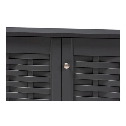 Dark Gray 3-Door Wooden Entryway Shoe Storage Cabinet