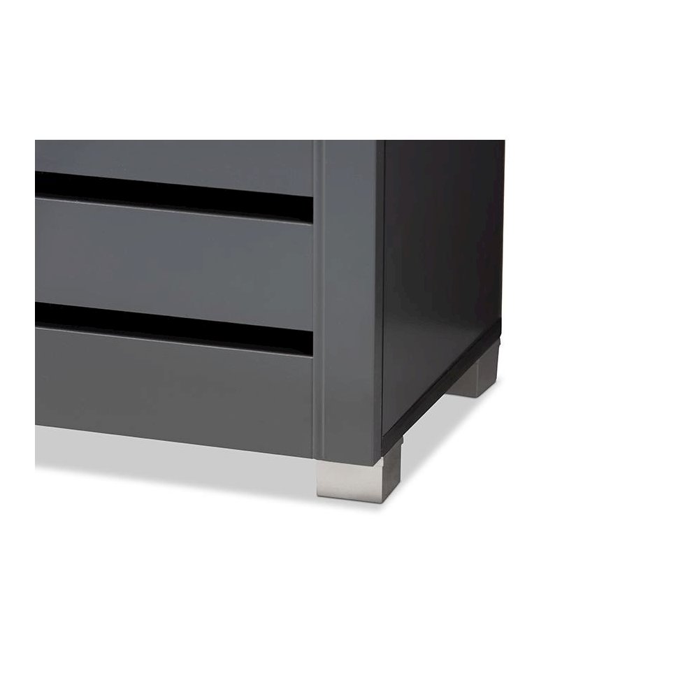 Dark Gray 2-Door Wooden Entryway Shoe Storage Cabinet