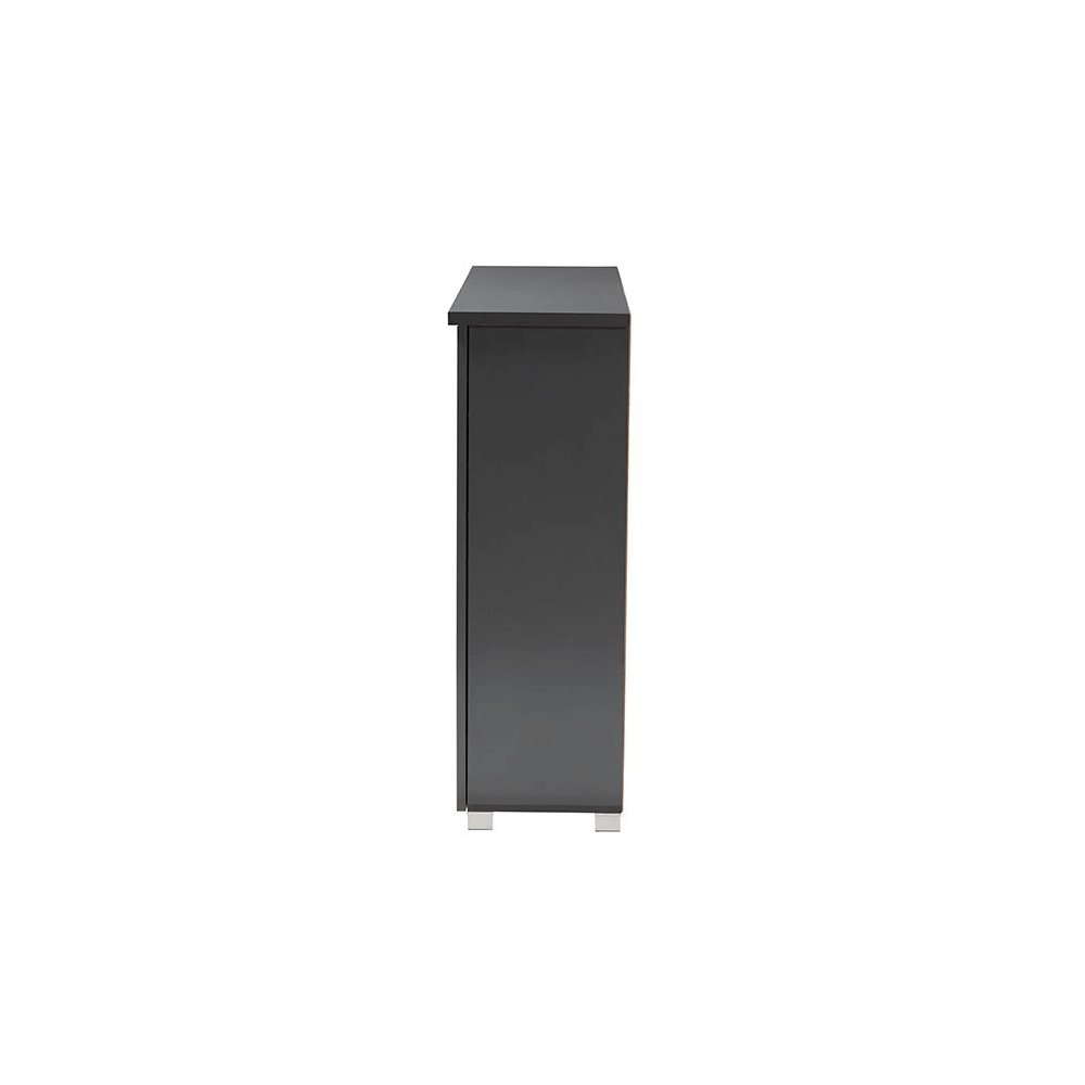 Dark Gray 3-Door Wooden Entryway Shoe Storage Cabinet