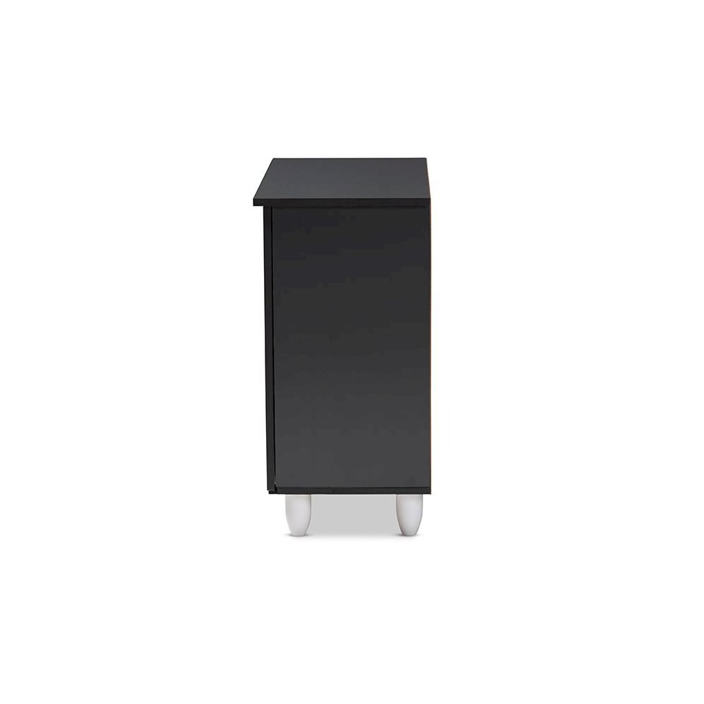 Two-Tone Oak and Dark Gray 2-Door Shoe Storage Cabinet