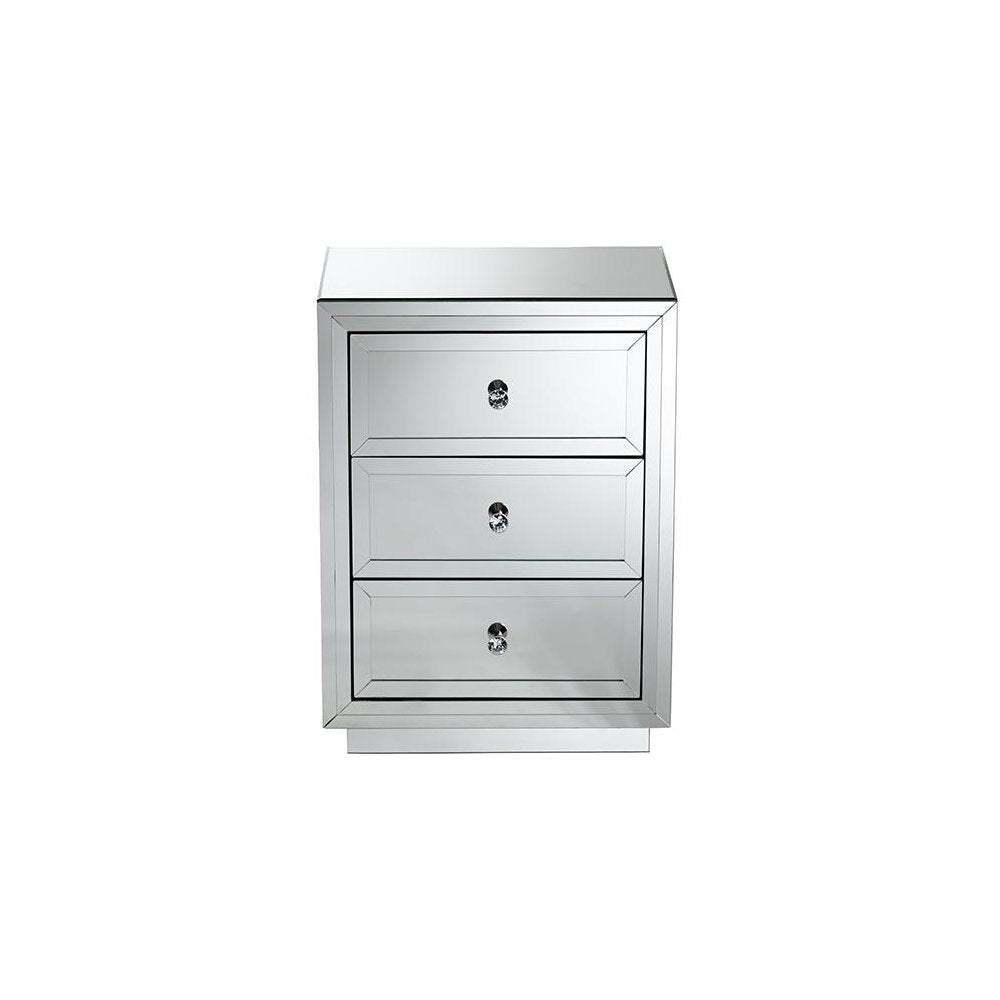 Hollywood Regency Glamour Style Mirrored 3-Drawer End Table