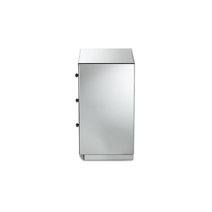 Hollywood Regency Glamour Style Mirrored 3-Drawer End Table