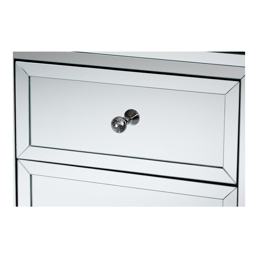 Hollywood Regency Glamour Style Mirrored 3-Drawer End Table