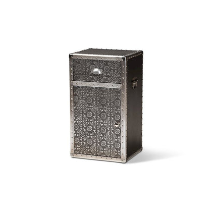 Baxton Studio Cosette Vintage Industrial Silver Metal Floral Accent Cabinet
