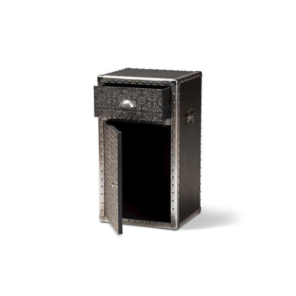 Baxton Studio Cosette Vintage Industrial Silver Metal Floral Accent Cabinet