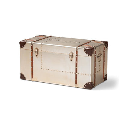 Baxton Studio Bechet French Industrial Silver Metal Storage Trunk
