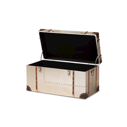 Baxton Studio Bechet French Industrial Silver Metal Storage Trunk