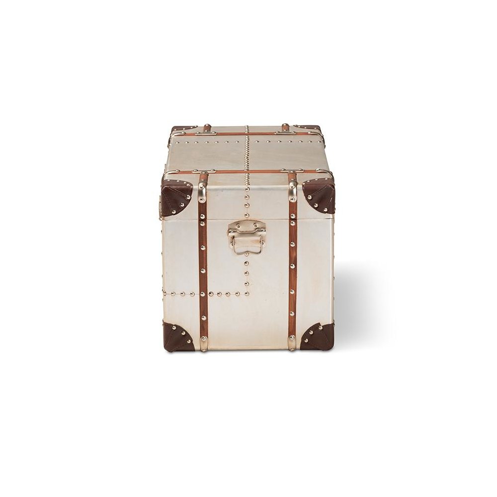 Baxton Studio Bechet French Industrial Silver Metal Storage Trunk