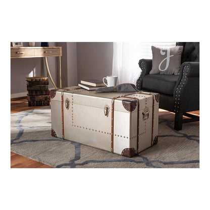 Baxton Studio Bechet French Industrial Silver Metal Storage Trunk