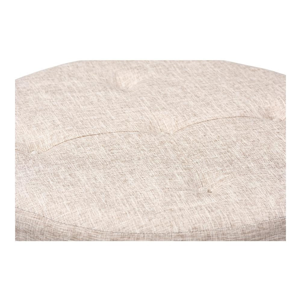 Beige Fabric Upholstered Natural Wood Cocktail Ottoman