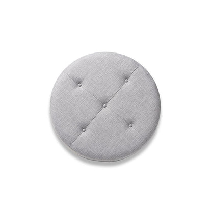 Light Gray Fabric Upholstered Natural Wood Cocktail Ottoman