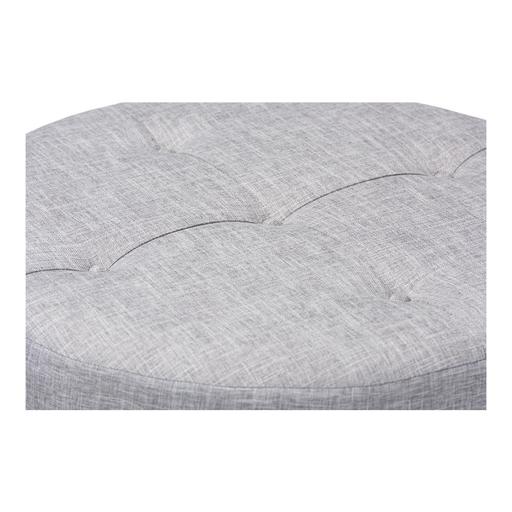 Light Gray Fabric Upholstered Natural Wood Cocktail Ottoman