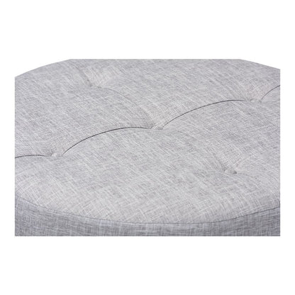 Light Gray Fabric Upholstered Natural Wood Cocktail Ottoman