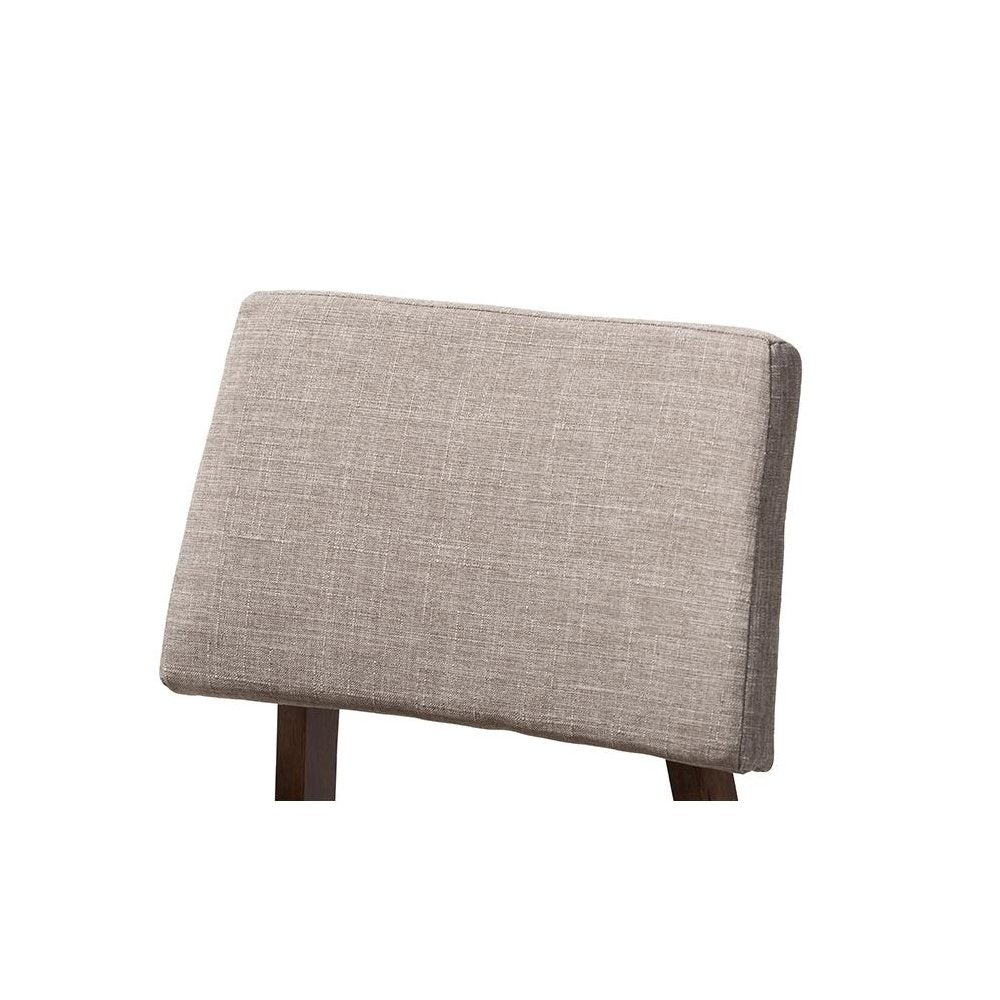 Light Gray Fabric Upholstered and Walnut-Finished Wood Bar Stool Set of 2