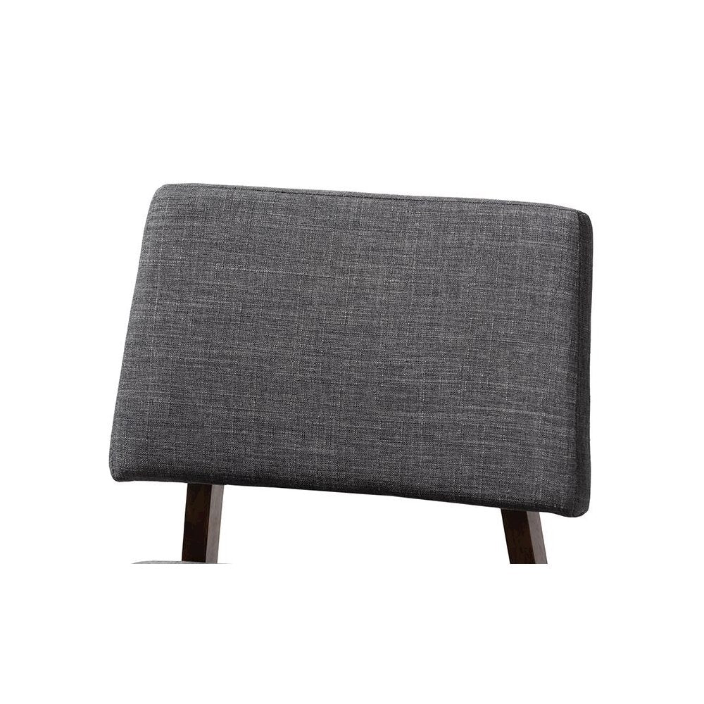 Dark Gray Fabric Upholstered and Walnut-Finished Wood Bar Stool Set of 2