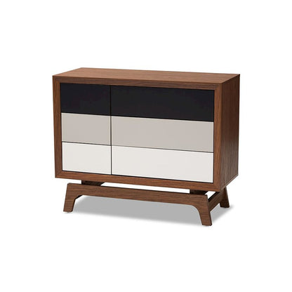 Baxton Studio Svante Mid-Century Modern Multicolor Finished Wood 6-Drawer Chest