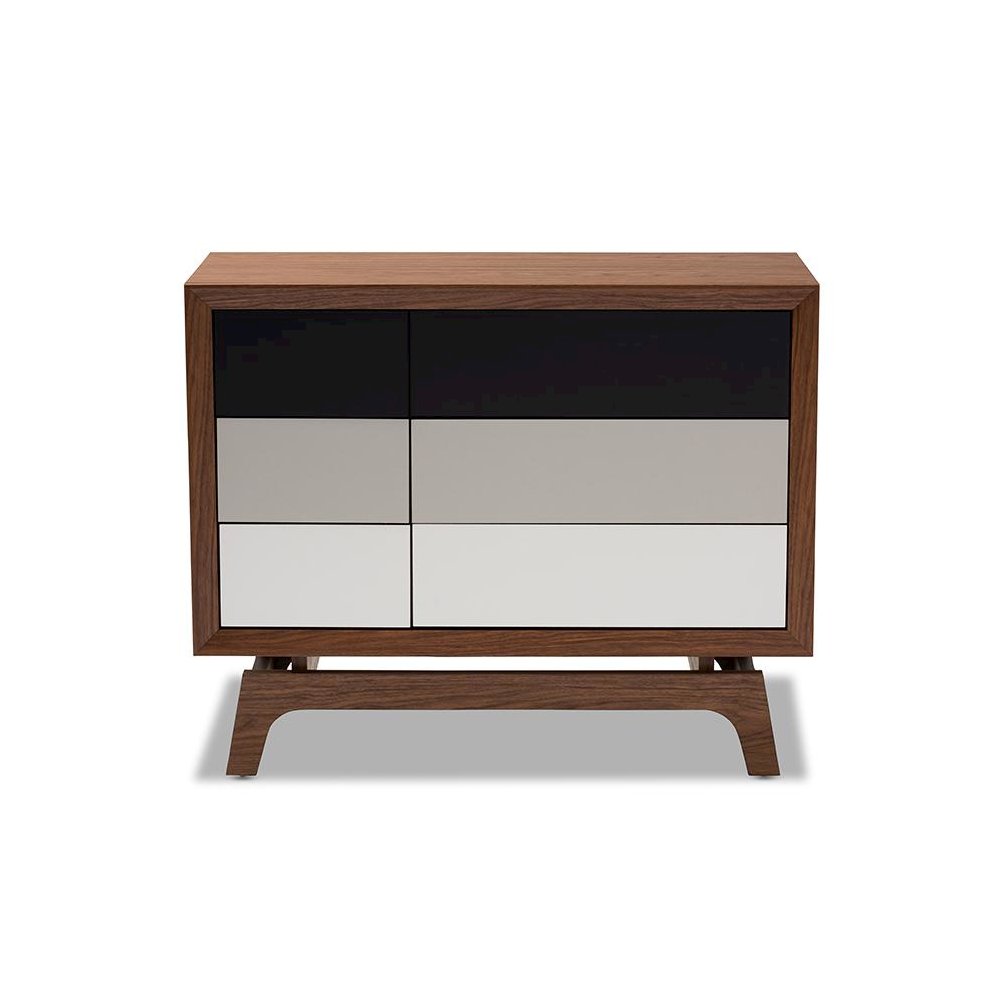 Baxton Studio Svante Mid-Century Modern Multicolor Finished Wood 6-Drawer Chest