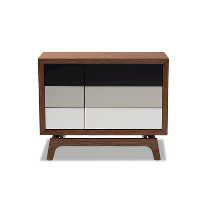 Baxton Studio Svante Mid-Century Modern Multicolor Finished Wood 6-Drawer Chest