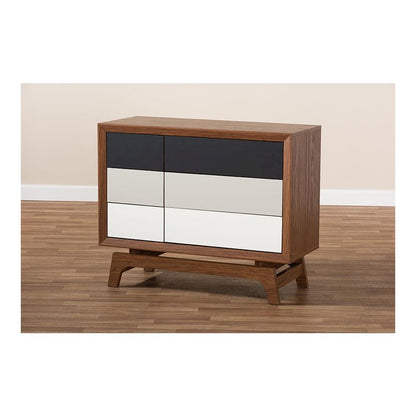Baxton Studio Svante Mid-Century Modern Multicolor Finished Wood 6-Drawer Chest