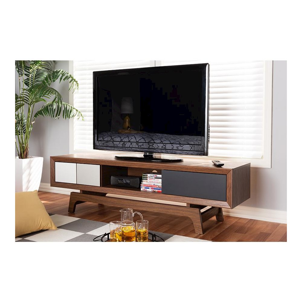 Svante Mid-Century Modern Multicolor Finished Wood 3-Drawer TV Stand