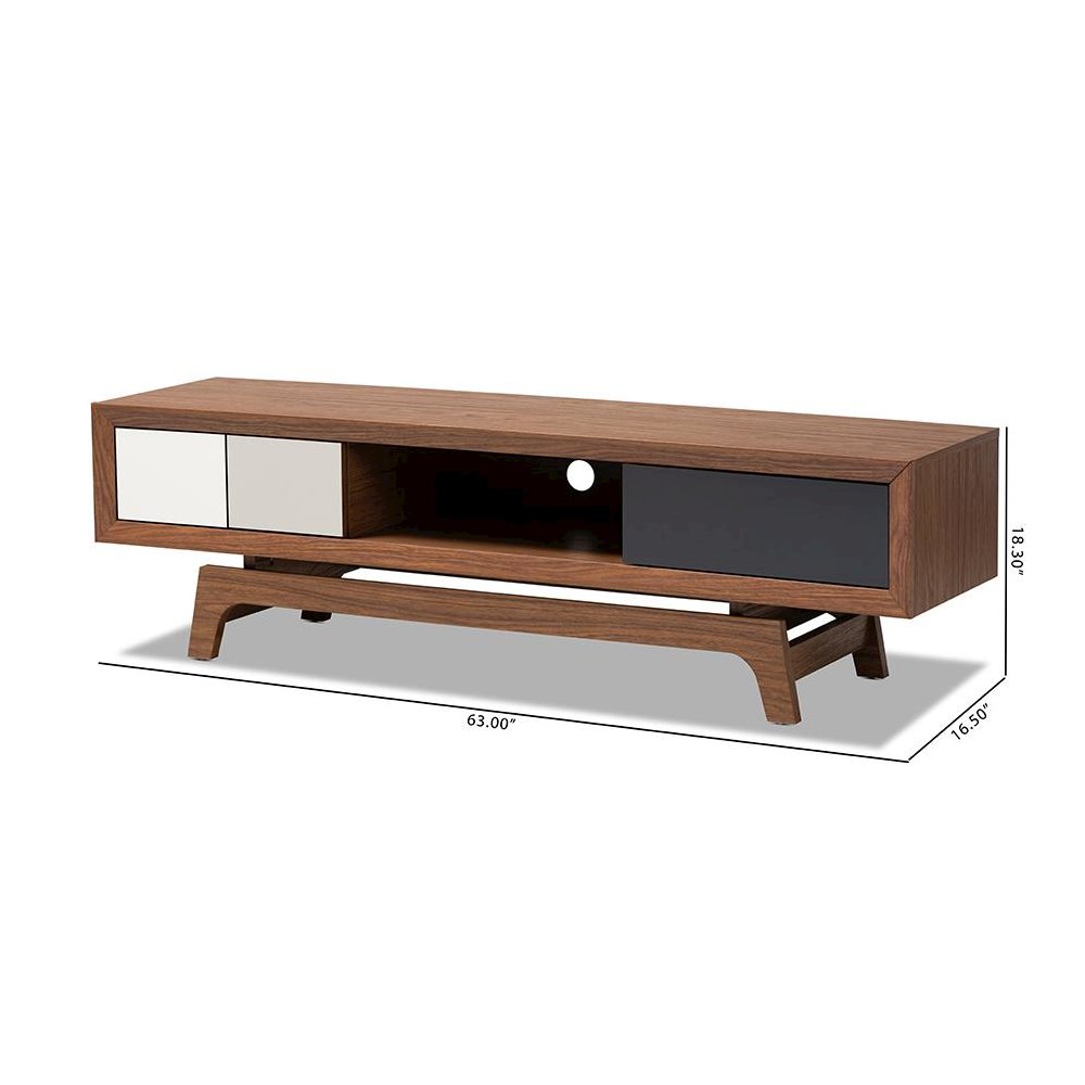 Svante Mid-Century Modern Multicolor Finished Wood 3-Drawer TV Stand