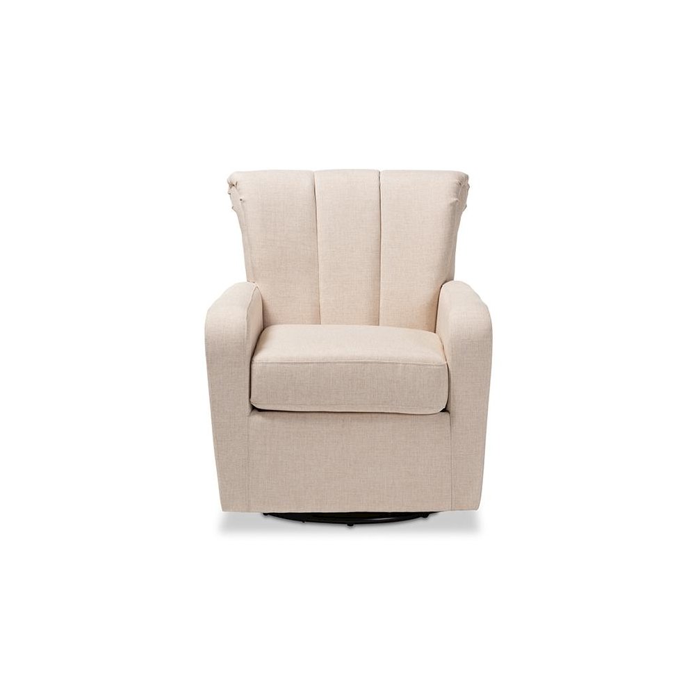 Rayner Modern and Contemporary Beige Fabric Upholstered Swivel Chair