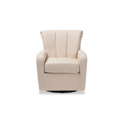 Rayner Modern and Contemporary Beige Fabric Upholstered Swivel Chair