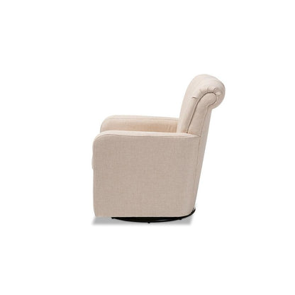 Rayner Modern and Contemporary Beige Fabric Upholstered Swivel Chair