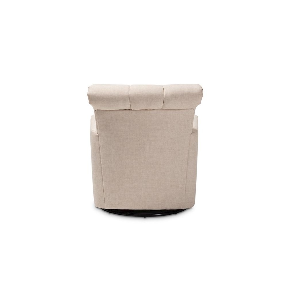 Rayner Modern and Contemporary Beige Fabric Upholstered Swivel Chair