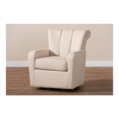 Rayner Modern and Contemporary Beige Fabric Upholstered Swivel Chair