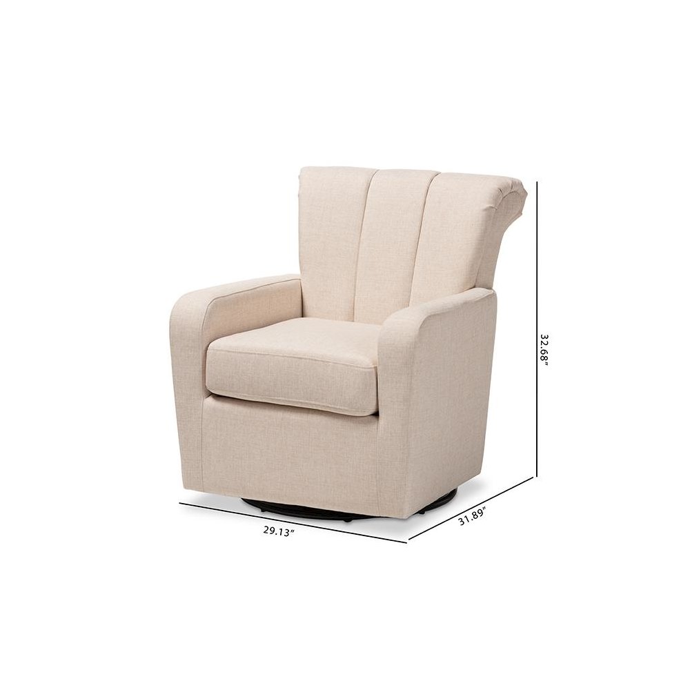 Rayner Modern and Contemporary Beige Fabric Upholstered Swivel Chair