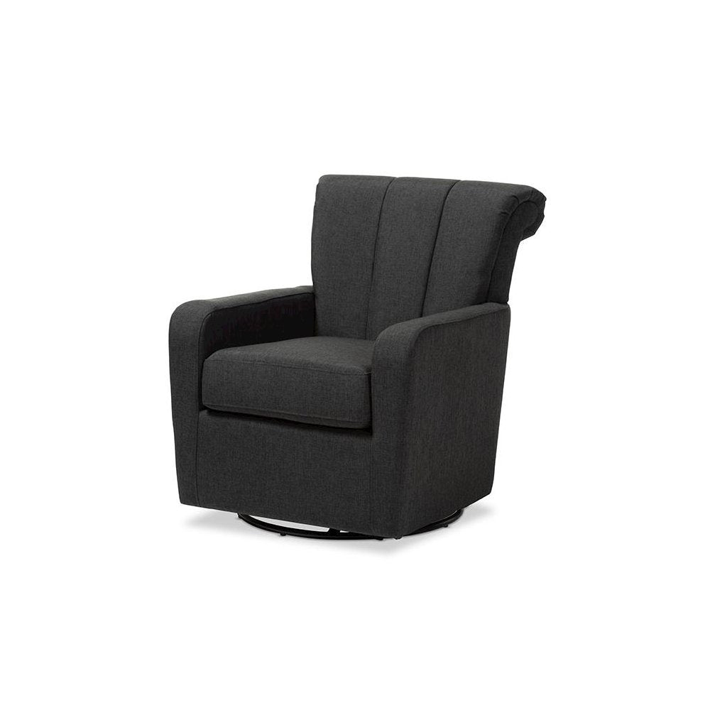 Rayner Modern and Contemporary Grey Fabric Upholstered Swivel Chair