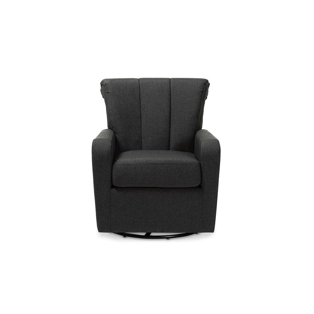 Rayner Modern and Contemporary Grey Fabric Upholstered Swivel Chair