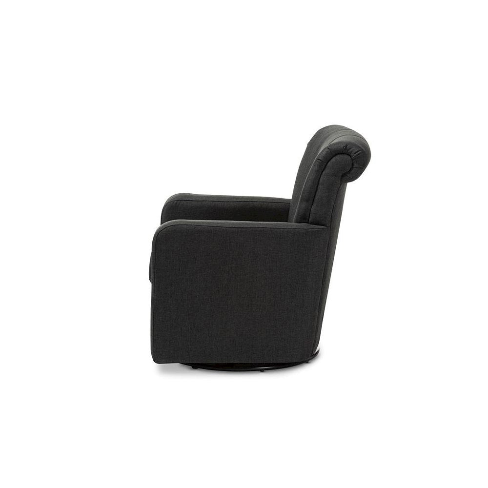 Rayner Modern and Contemporary Grey Fabric Upholstered Swivel Chair