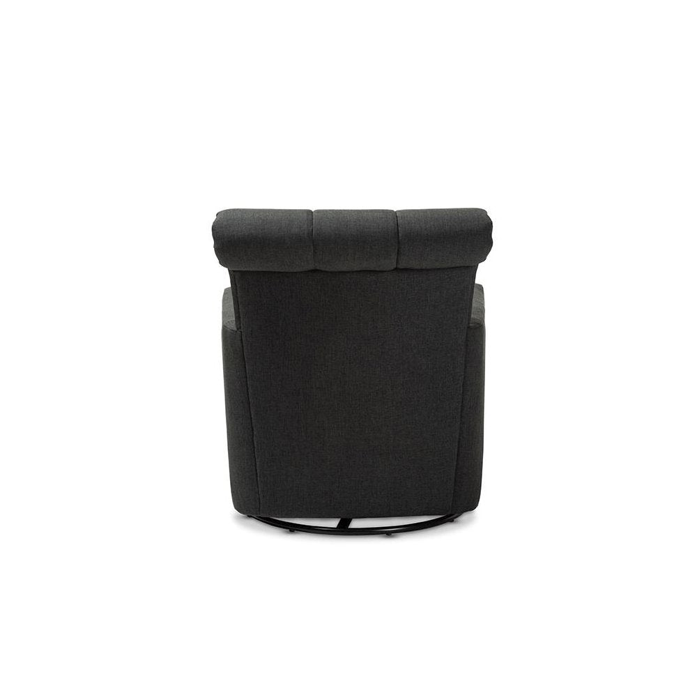 Rayner Modern and Contemporary Grey Fabric Upholstered Swivel Chair