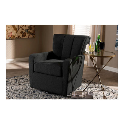 Rayner Modern and Contemporary Grey Fabric Upholstered Swivel Chair