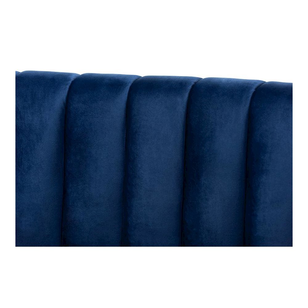 Milena Glam Royal Blue Velvet Fabric Upholstered Gold-Finished Sofa