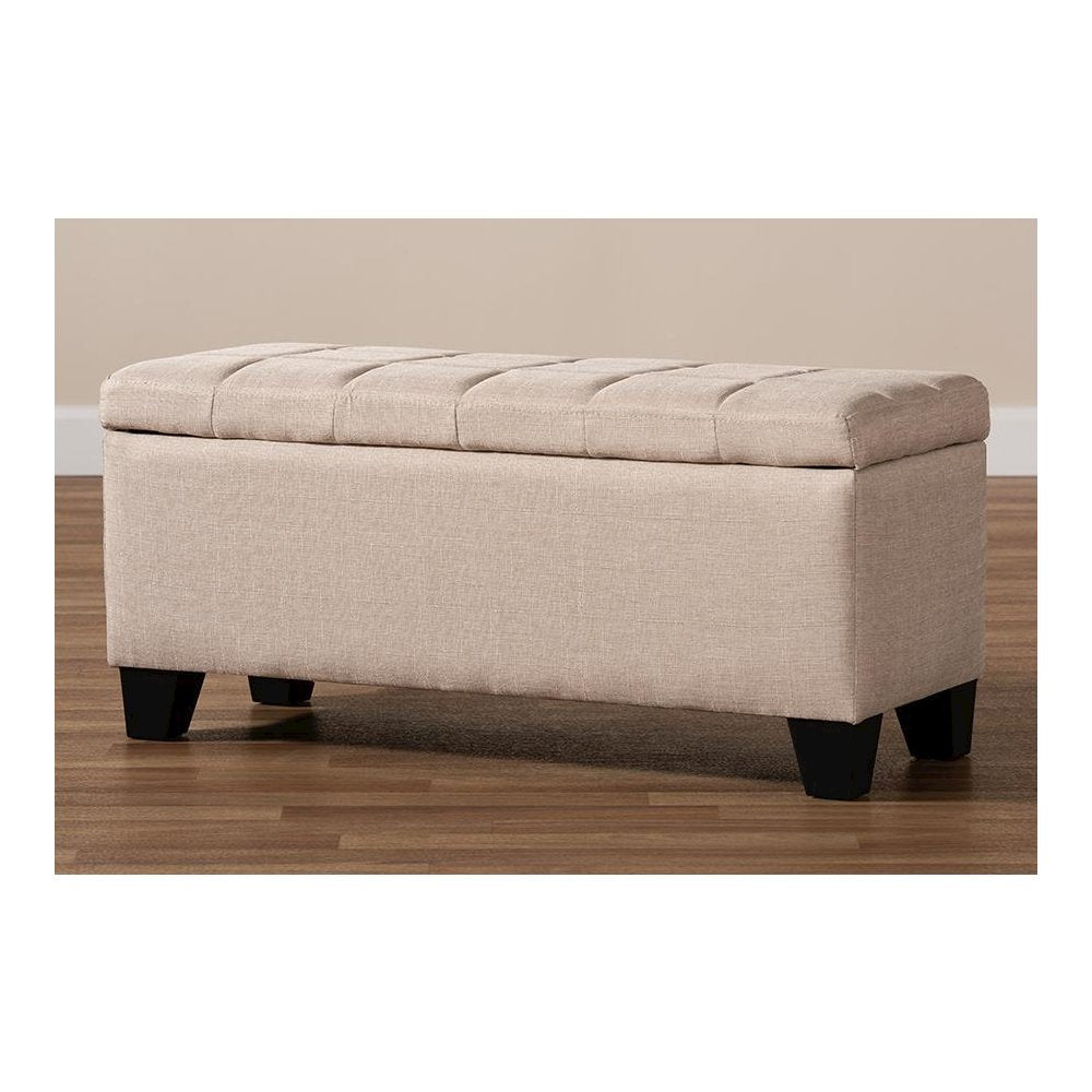 Fera Modern and Contemporary Beige Fabric Upholstered Storage Ottoman