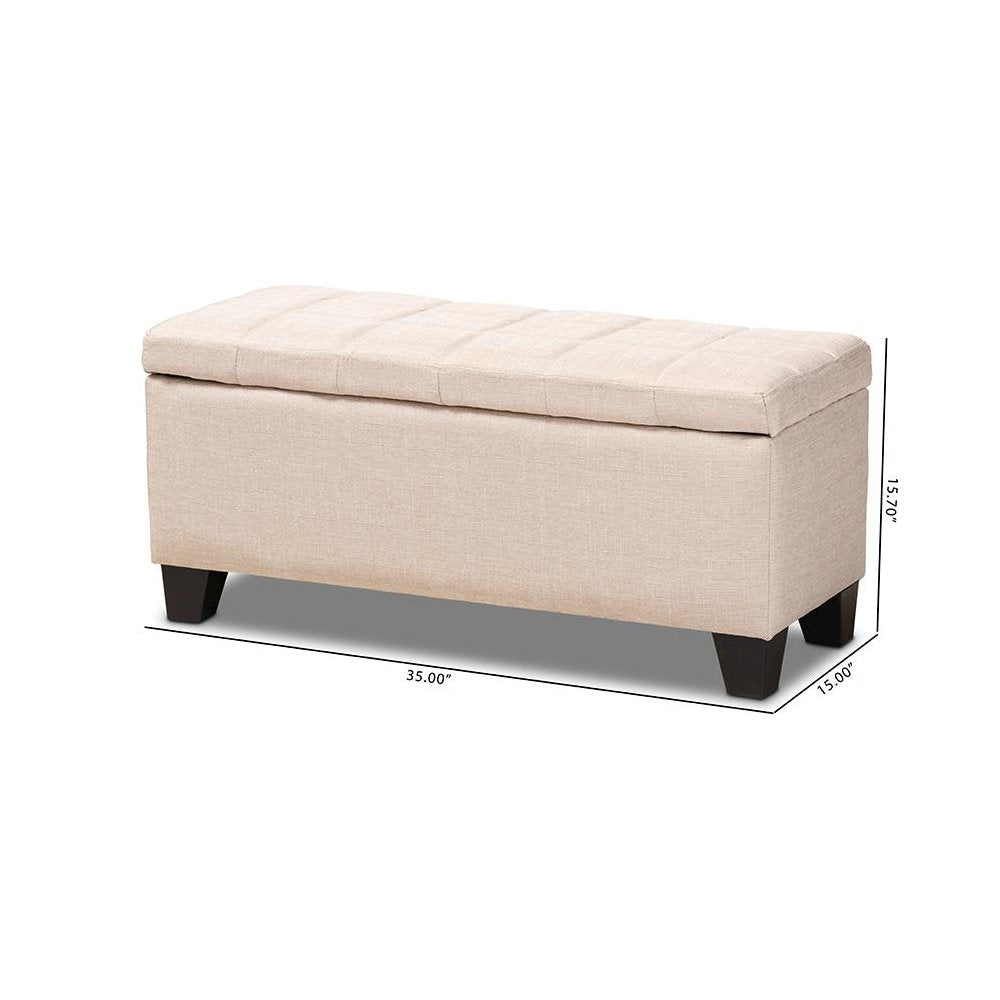 Fera Modern and Contemporary Beige Fabric Upholstered Storage Ottoman