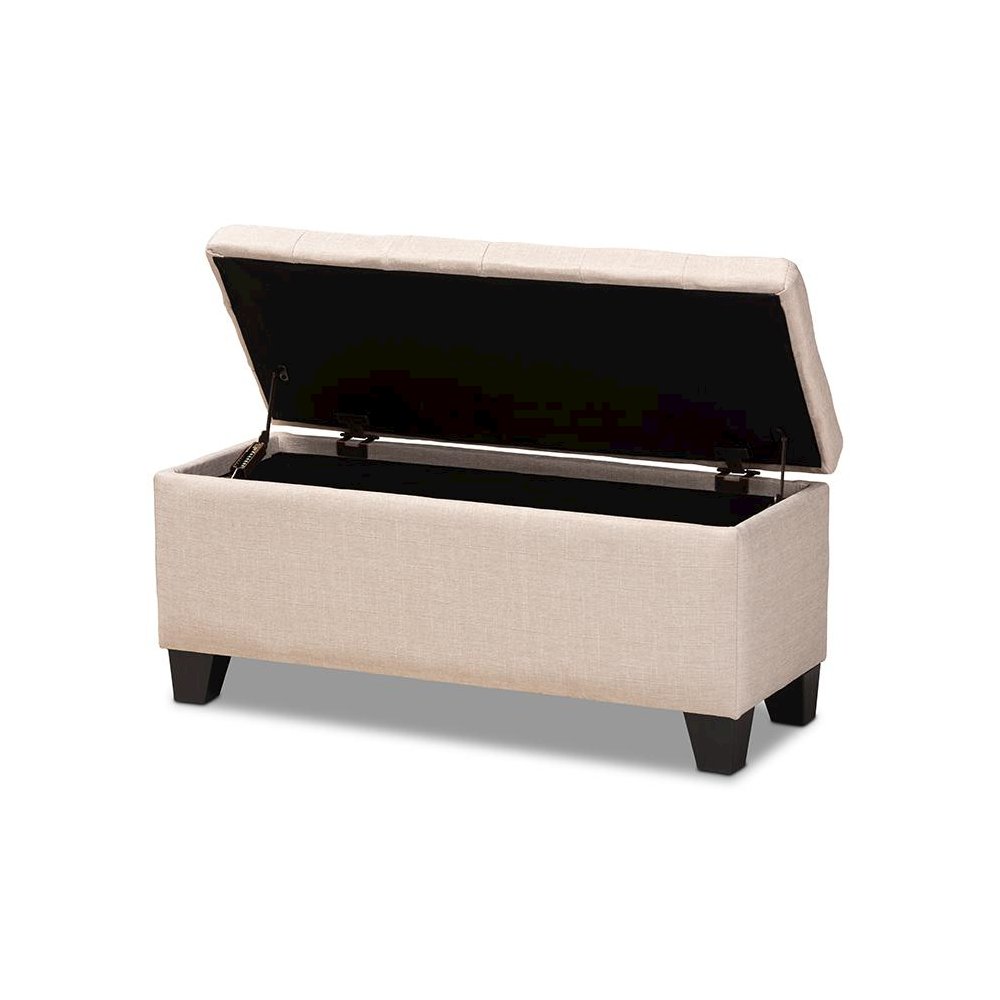 Fera Modern and Contemporary Beige Fabric Upholstered Storage Ottoman