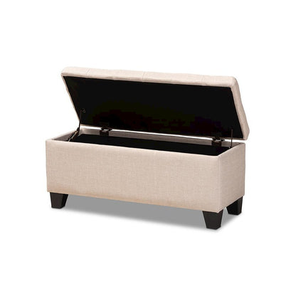 Fera Modern and Contemporary Beige Fabric Upholstered Storage Ottoman